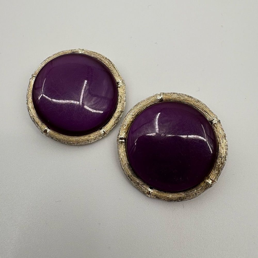 Lisner | 80s Elegant Purple and Gold Women's clip on Earrings